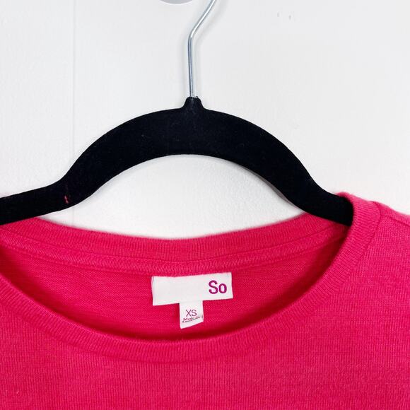 New SO Long Sleeve Super Cozy Smocked Tee Pink Strawberry Pop Cropped XSmall XS - Picture 8 of 10